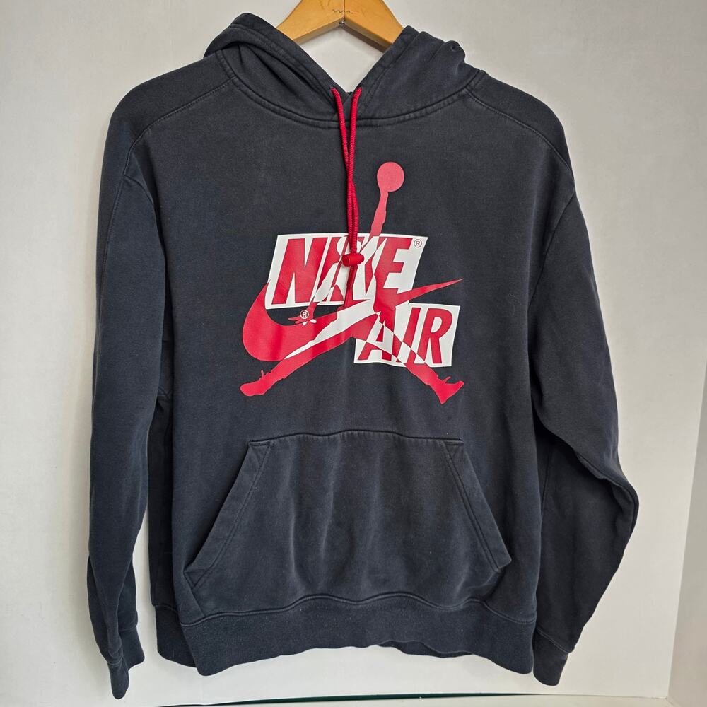 Nike, Air Jordan Black and Red Logo Hoodie, Men's L